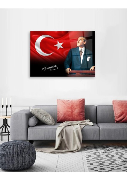 Ay Yıldızlı Atatürk Cam Tablo