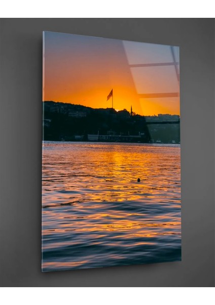 Istanbul Gün Batımı Dikey Cam Tablo