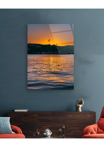Istanbul Gün Batımı Dikey Cam Tablo modelleri
