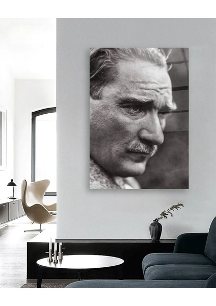 Siyah Beyaz Atatürk Portresi Cam Tablo fırsatları