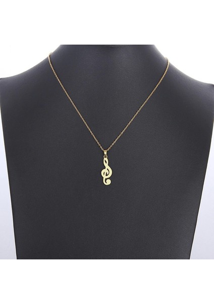 Titanyum Paslanmaz Çelik " Sol Anahtarı " Kolyesi (Gold)