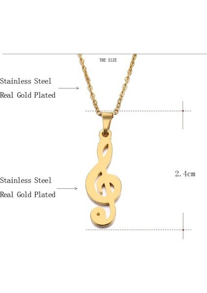 Titanyum Paslanmaz Çelik " Sol Anahtarı " Kolyesi (Gold)