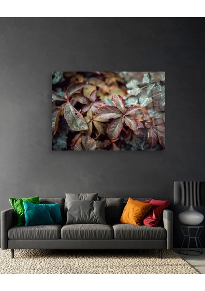 Yapraklar Yatay Cam Tablo fırsatları