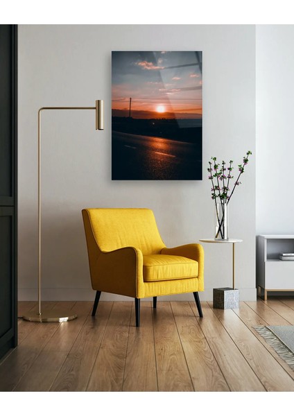 Gün Batımı Dikey Cam Tablo modelleri