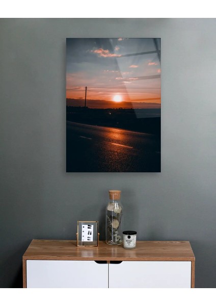 Gün Batımı Dikey Cam Tablo indirimleri