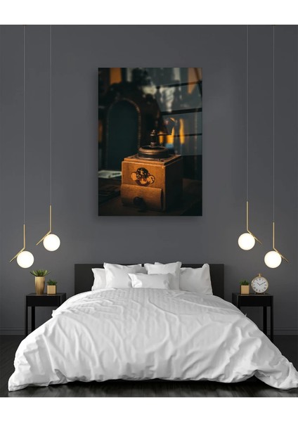 Antika Kahve Değirmeni Dikey Cam Tablo modelleri