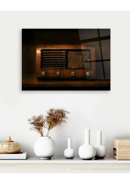 Vintage Radyo Yatay Cam Tablo fırsatları