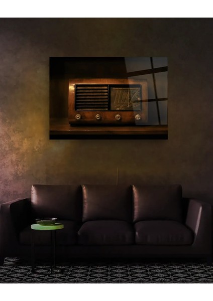 Vintage Radyo Yatay Cam Tablo indirimleri