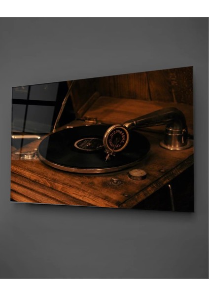 Retro Plak Yatay Cam Tablo