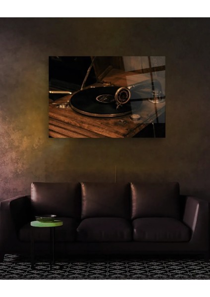 Retro Plak Yatay Cam Tablo modelleri