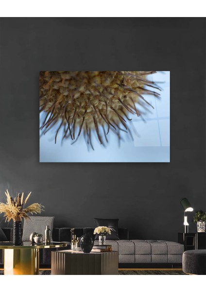 Makro Sarı Bitki Yatay Cam Tablo modelleri