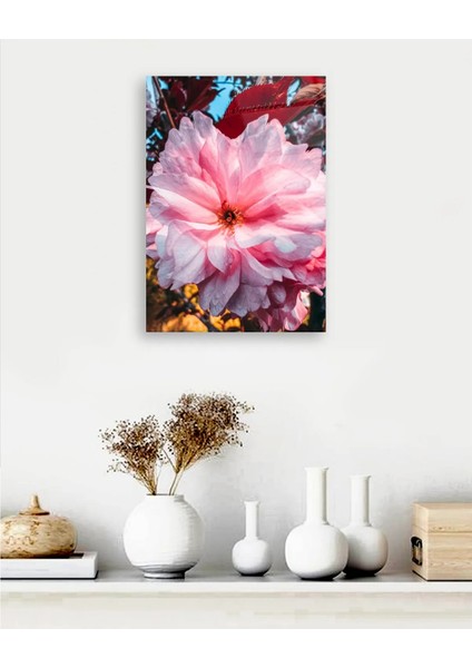 Makro Pembe Çiçek Dikey Cam Tablo fiyatları