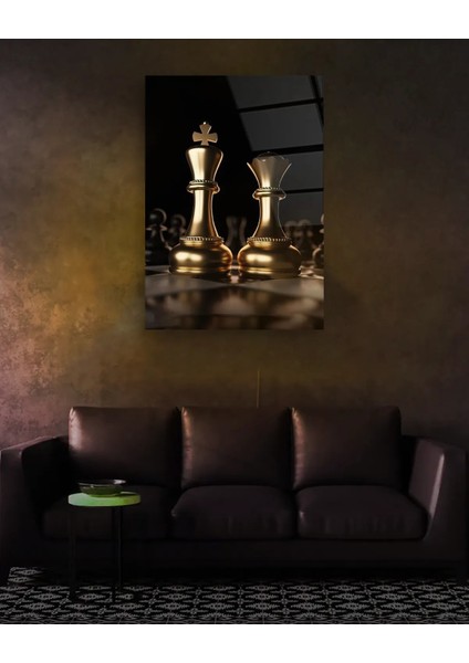 Altın Renkli Şah ve Veriz Cam Tablo fiyatları