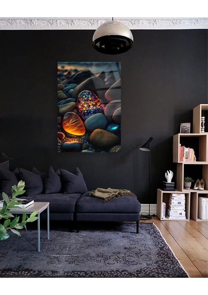 Renkli Çakıl Taşları Cam Tablo fiyatları