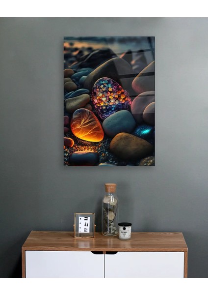 Renkli Çakıl Taşları Cam Tablo fırsatları