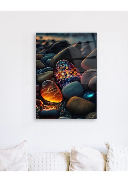 Renkli Çakıl Taşları Cam Tablo indirimleri