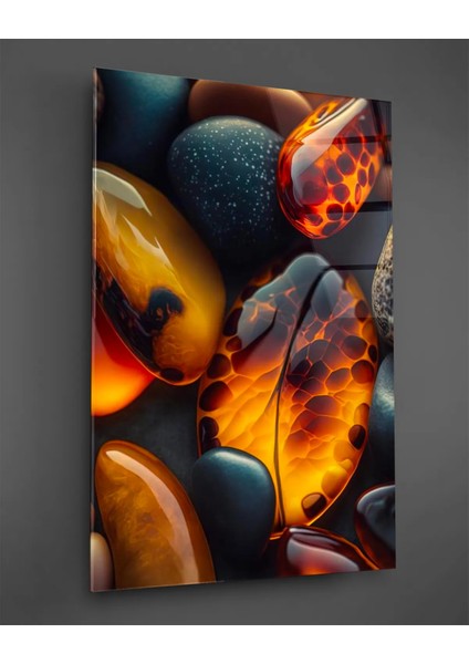 Renkli Taşlar Cam Tablo