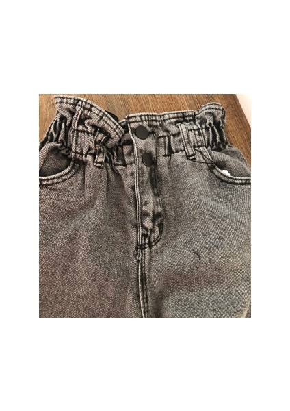 Kız Çocuk Yüksek Bel %100 Pamuk Boyfriend Jean Pantolon