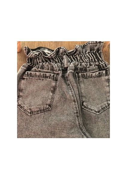 Kız Çocuk Yüksek Bel %100 Pamuk Boyfriend Jean Pantolon