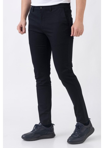 Lyon P2305 Slim Fit Pamuklu Likralı Gabardin Pantolon Siyah