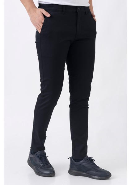 Lyon P2305 Slim Fit Pamuklu Likralı Gabardin Pantolon Siyah