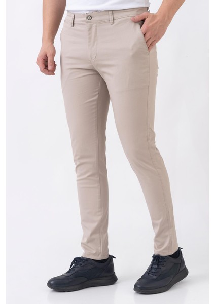 Lyon P2305 Slim Fit Pamuklu Likralı Gabardin Pantolon Vizon