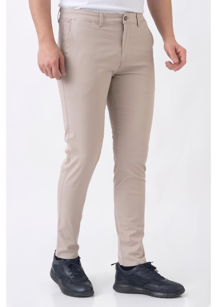 Lyon P2305 Slim Fit Pamuklu Likralı Gabardin Pantolon Vizon