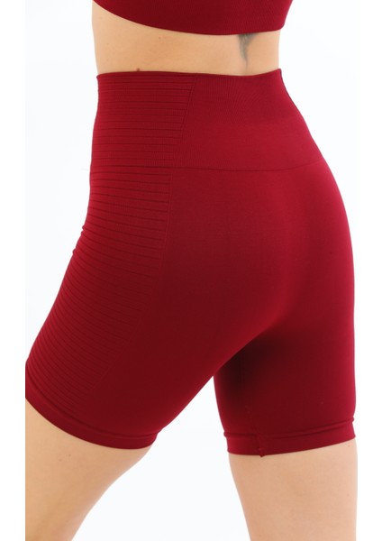 Yüksek Bel Toparlayıcı Biker Egzersiz Yoga Günlük Örme Dizüstü Şort Tayt Kırmızı modelleri