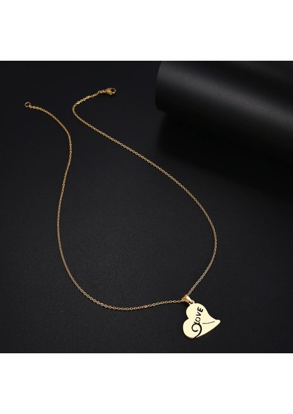 Titanyum Paslanmaz Çelik " Kalp / Love / Aşk " Kolyesi (Gold) fiyatları