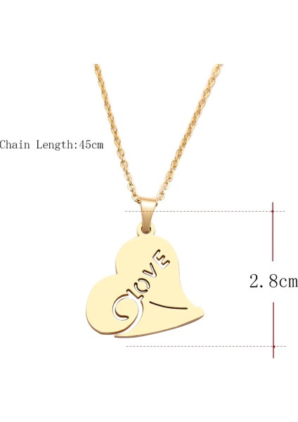 Titanyum Paslanmaz Çelik " Kalp / Love / Aşk " Kolyesi (Gold) fırsatları