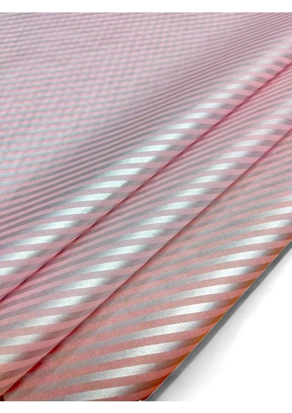 Gümüş Şerit Desenli Pelur Kağıdı/pembe Pelur Kâğıt /50X70 cm 100 Adet