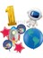 Uzay Kozmik Galaksi Astronot Roket Balon Set Yıldız Balon Folyo Set Konsept Doğum Günü Set Yaş Balon 1