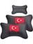 Türk Bayraklı Lüks Deri Oto Yastık Boyun Yastığı 1