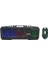 Kmx-99 Siyah USB Gökkuşağı Zemin Aydın Q Oyuncu Klavye + Mouse Set 1