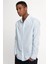 Slim Fit Uzun Kol Çizgili Keten Düğmeli Yaka Spor Erkek Gömlek 2