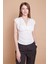 Likralı Krep Kumaş Kruvaze Düşük Omuz Büzgülü Body Bluz-Krem 1