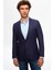 Slim Fit Lacivert Armürlü Kumaş Ceket 0EF04R106409D 1