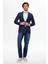 Slim Fit Lacivert Armürlü Kumaş Ceket 0EF04R106409D 5