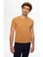 Slim Fit Camel Düz Örgü T-Shirt 0EF069421003M 4