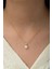 Swarovski Zirconia Tek Taşlı Gold Gümüş Kolye 6mm 1