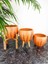 Ev Dekorasyon Siyah Çizgi Desenli Terrakota Toprak Saksı Saksılık Salon Çiçeklik Üçlü Set - 15 Cm 4