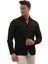 Siyah Düz Renk Sade Slim Fit Nefes Alan Yazlık Poplin Pamuk Gömlek 4