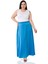 Büyük Beden Beli Arkadan Lastikli Kloş Saten Uzun Turkuaz Etek 1