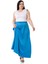 Büyük Beden Beli Arkadan Lastikli Kloş Saten Uzun Turkuaz Etek 4