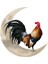 Rooster Moon Metal Duvar Sanat Sanat Heykel Banyo Ofis Bahçesi 35CM Için (Yurt Dışından) 2