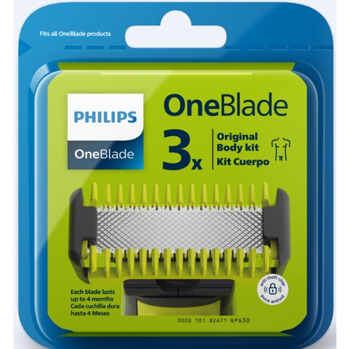 Philips OneBlade Yedek Bıçak, 3'lü Paket, Vucüt Kiti, Tüm OneBlade Gövdeleriyle Uyumlu