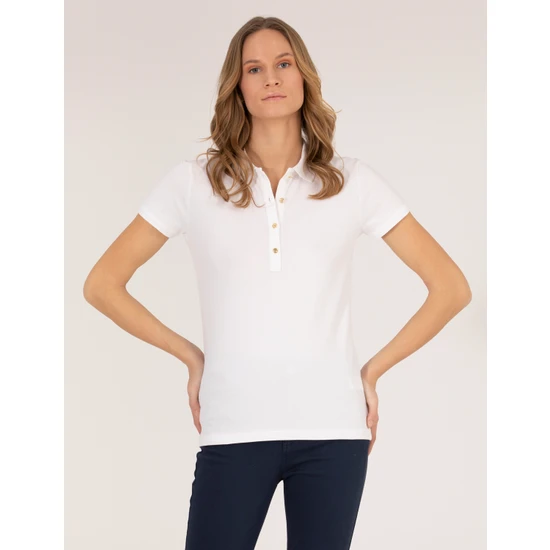 Pierre Cardin Kadın Beyaz T-Shirt 50269520-VR013