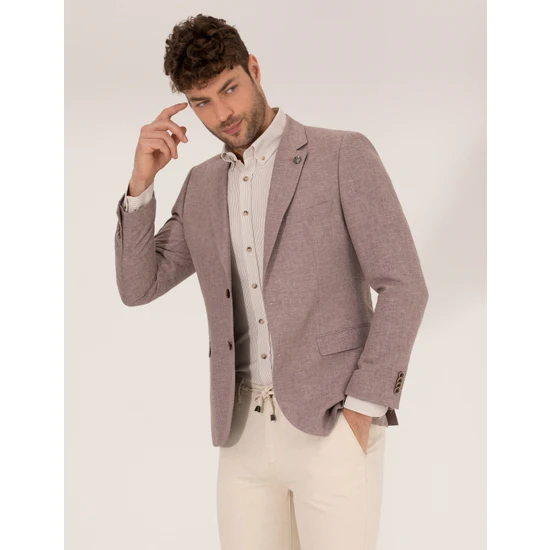 Pierre Cardin Gül Kurusu Keten Karışımlı Blazer Ceket 50264619-VR026