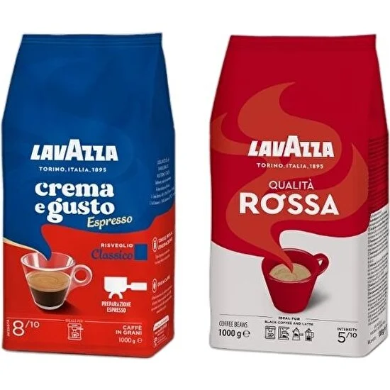 Lavazza Crema E Gusto 1 kg + Qualita Rossa 1 kg 2'li Çekirdek Kahve Seti 2 kg