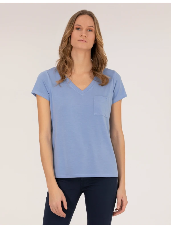 Pierre Cardin Kadın Mavi T-Shirt 50272381-VR036